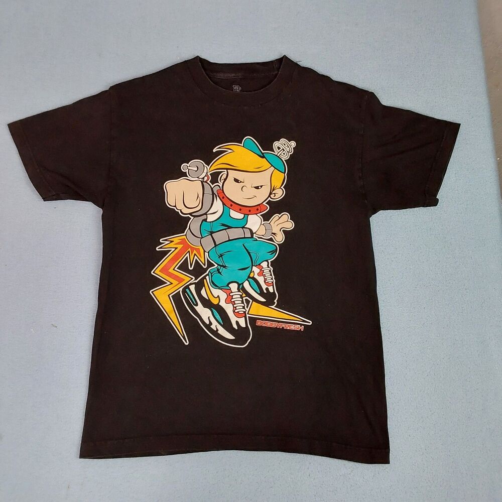 Bobby Fresh Men's M Graphic Tee Black Skateboard Cartoon Streetwear T-Shirt